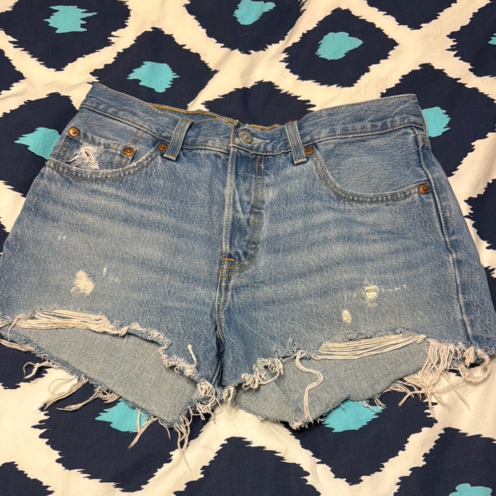 Levi's Light Blue Distressed Cutoff Denim Shorts